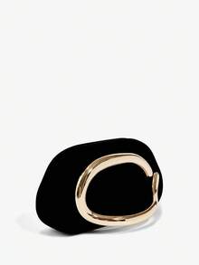 SHEIN BAE 女士黑色时尚晚装手拿包，完美搭配新娘派对 - 絲絨黑 - 查看 5