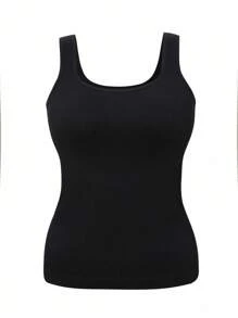 SHEIN 1 件女士加大码无缝纯色舒适塑身吊带背心