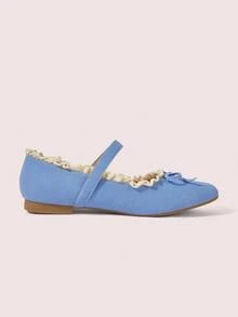 CUCCOO DOLLMOD Women's Casual Versatile Lace Trim Flat Loafers - Blue - View 8