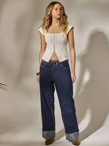 Aralina Áo corset denim Y2K dễ thương cho nữ mùa thu/đông, thường ngày, hoàn hảo cho buổi hòa nhạc đồng quê, giáo viên và nhà thờ - trắng - Xem 4