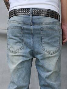 Manfinity LEGND Men's Ripped Jeans, Fashionable & Suitable For Summer - Light Wash - View 6