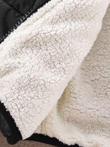 SHEIN 女婴加厚羽绒服，冬季新款加厚连帽拉链外套，带熊耳朵，休闲百搭户外秋季服装