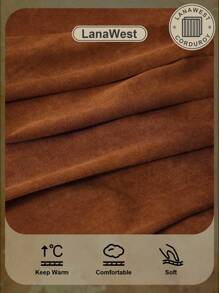 LanaWest Women's Fall Autumn Western Bohemian Style Rust Brown Textured Fabric High Waist Faux Pocket Pleated Casual Vacation Mini Skirt