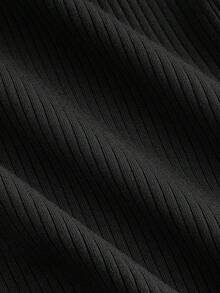 SHEIN MOD Váy ngắn dệt kim cổ bèo nhún màu kaki cổ điển - Phong cách học sinh, thập niên 70, thường ngày, thoải mái, đi làm, phong cách quý tộc, hoàn hảo cho trang phục đi học, trang phục giảng dạy và trang phục công sở - màu đen - Xem 6