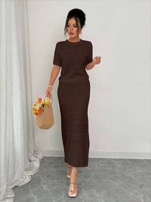 Elenzga 2025 New French Style White Hollow Out Short Sleeve Top + Mini Skirt 2 Pieces Set, Spring