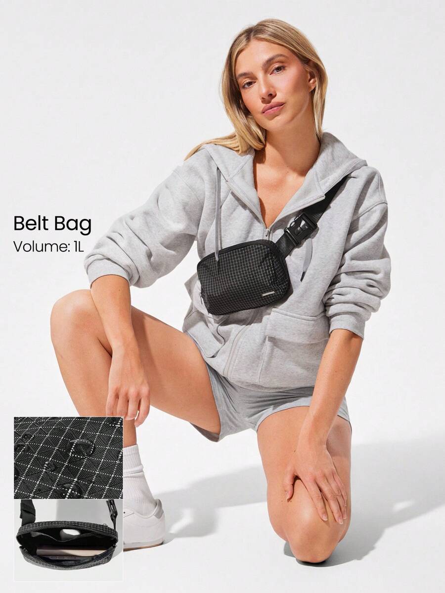 GLOWMODE 1升拉链式多功能腰包 防水斜挎腰包 可调节肩带 - 黑與白 - 查看 1