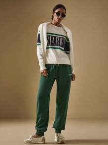 Briarwyn Quần nỉ nữ cơ bản dáng suông có dây rút, thích hợp cho mùa thu, đi học trở lại, phong cách cổ điển thường ngày dành cho nữ. - Màu xanh lá cây đậm - Xem 5