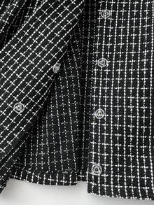 Elamini Plaid Double-Breasted Lapel Thick Woolen Fitted Dress, Autumn/Winter