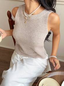 Serisse Twist Backless Sweater Vest,Fall Sweater Summer Casual - Apricot - View 4