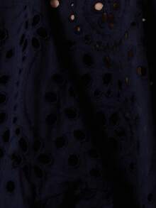 Aveloria Rosie New Autumn French Style Casual Luxury Embroidered Hollow-Out Pleated Front Long Sleeve Blouse Fall Cloth For Women - Navy Blue - View 8