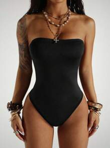 StreetHx Streetwear Women's Sleeveless Bandeau Bodysuit, Summer