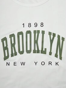 2件套少女简约印花短袖上衣和短裤套装 - 綠色 - 查看 6