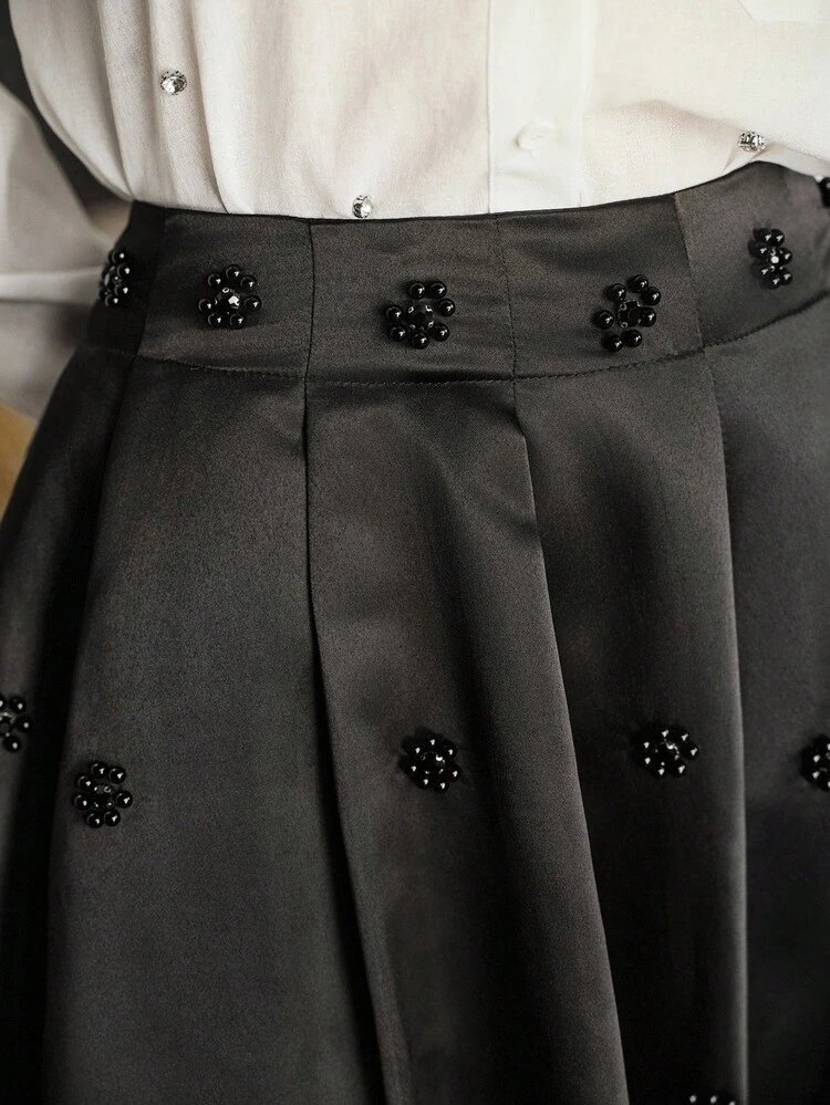 Elegant Rhinestone Embellished High-End Skirt, Sophisticated And Chic, Suitable For Fall, Winter, New Year, Going Out, Christmas