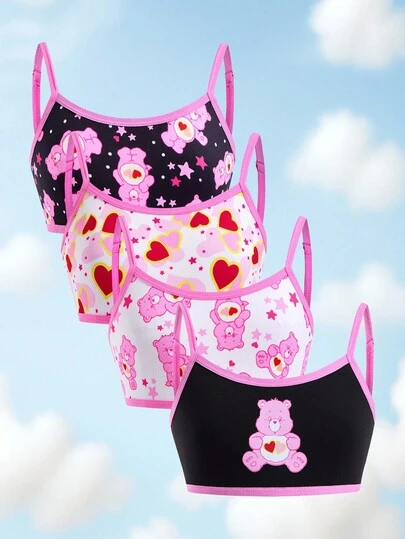 SHEIN X Care Bears 女童可爱小熊印花吊带背心，夏季舒适穿着