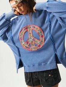 Bohemela Camiseta de mujer de cuello redondo de punto de unicolor, de manga larga y bajo dividido, ropa de otoño e invierno para mujeres