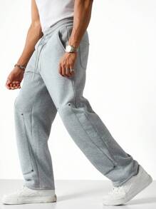 Manfinity EZcore 男士休闲印花运动裤、灰色宽松运动裤、阔腿运动裤、男士运动裤