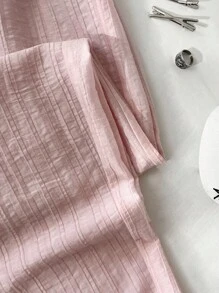 Elamini 1 pièce Pantalon droit à taille élastique décontracté à rayures pour femmes, rose, printemps/été