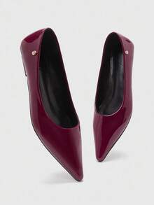 CUCCOO BIZCHIC 女士低跟尖头平底鞋，红色