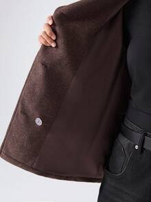 LYSMO 2025新款极简主义秋季女士休闲百搭外套，秋冬款 - 棕色 - 查看 8