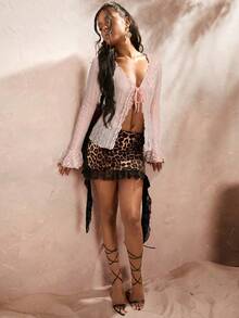 Opulessa Maglietta da donna per uscire, autunno inverno, abbigliamento da ufficio per Ognissanti, appuntamenti serali, vacanze, maniche lunghe, top corto con laccetti davanti, sexy per feste, balli, cene semi-formali, autunno inverno, top trasparente, manica lunga, autunnale, elegante top in pizzo manica lunga, stile casual da donna, concerti, feste, club, autunno, gonna autunnale da donna, look per la Festa Nazionale, Capodanno, elegante festa, laurea, ballo, lussuoso abito da sera, camicetta trasparente