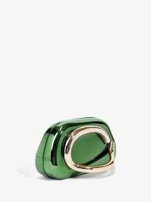 SHEIN BAE 女士时尚金属效果晚会手拿包，完美搭配新娘派对 - 綠色 - 查看 3