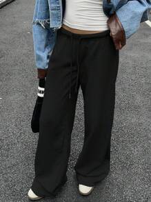 Muchica Women's Casual Loose Front Tie Sweatpants, Suitable For Everyday Wear And Back To School Season, Autumn/Winter Women's Sportswear,Fall