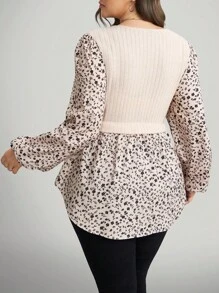 Comfylo Plus Size Women's U-Neck Regular Shoulder Long Sleeve Floral Casual Blouse Fall Winter Going Out Tops Women Fall Tops Women Winter Tops Women Business Casual Women Fall Floral Tops For Women Plus Size Tops For Women Full Sleeve Tops Peplum Tops