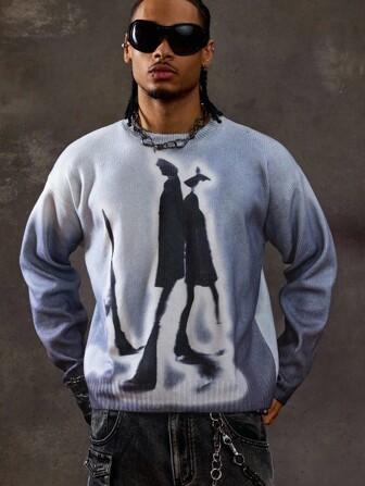 Street Life Herren Lässig Farbverlauf Pullover Sweater, Herbst/Winter