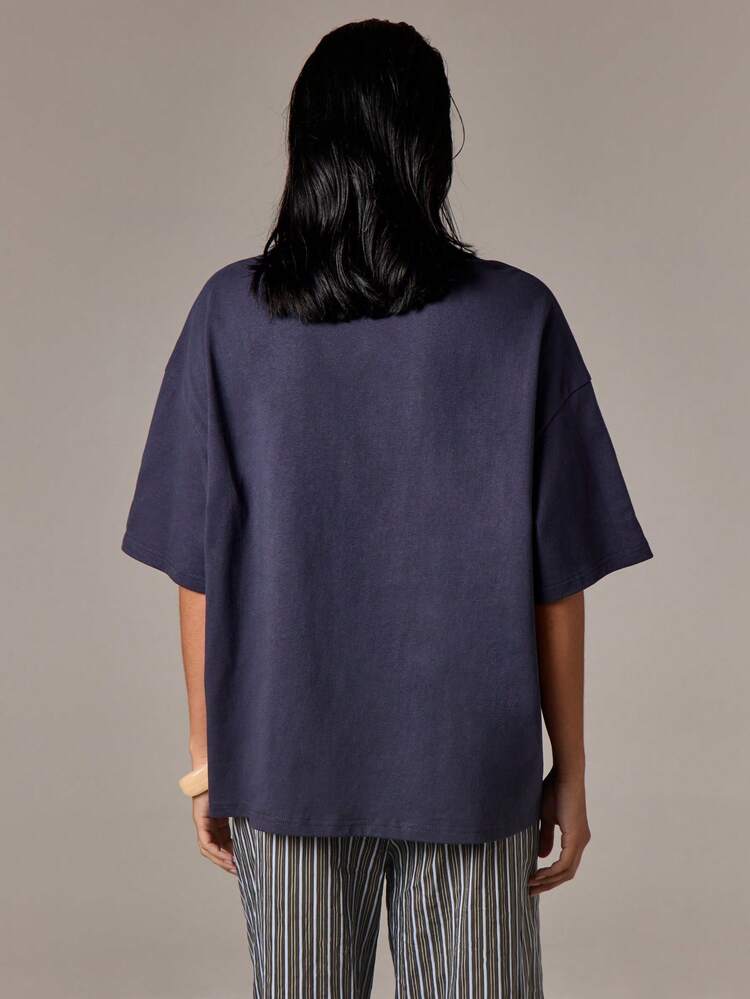 Oversized Logo Print T-Shirt With Crew Neck