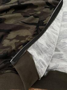 Sunspun 大码黑红条纹斜肩孔眼蕾丝宽松连帽衫 - 彩色 - 查看 3