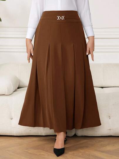 Modelyn 大码秋季简约金属装饰百褶裙