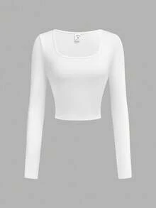 SHEIN Girlism Teen Girls' Solid Color Round Neck Knit Snug Fit Long Sleeve All-Match Casual Versatile T-Shirt Multipack Fall Winter