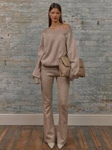 MUSERA Suéter asimétrico de cuello acanalado de manga larga con puños, ideal para aeropuerto, vacaciones, otoño, invierno, trabajo de oficina, primavera y días de descanso - Caqui - Ver 4