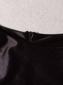 GlowEve Women's Round Neck Long Sleeve Pleated Waist Elegant Dress Fall Cloth For Women - Black - View 5