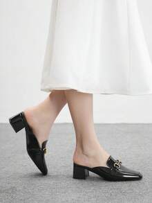 CUCCOO BIZCHIC Giày bệt hở gót cổ điển dành cho nữ, màu đen - màu đen - Xem 4