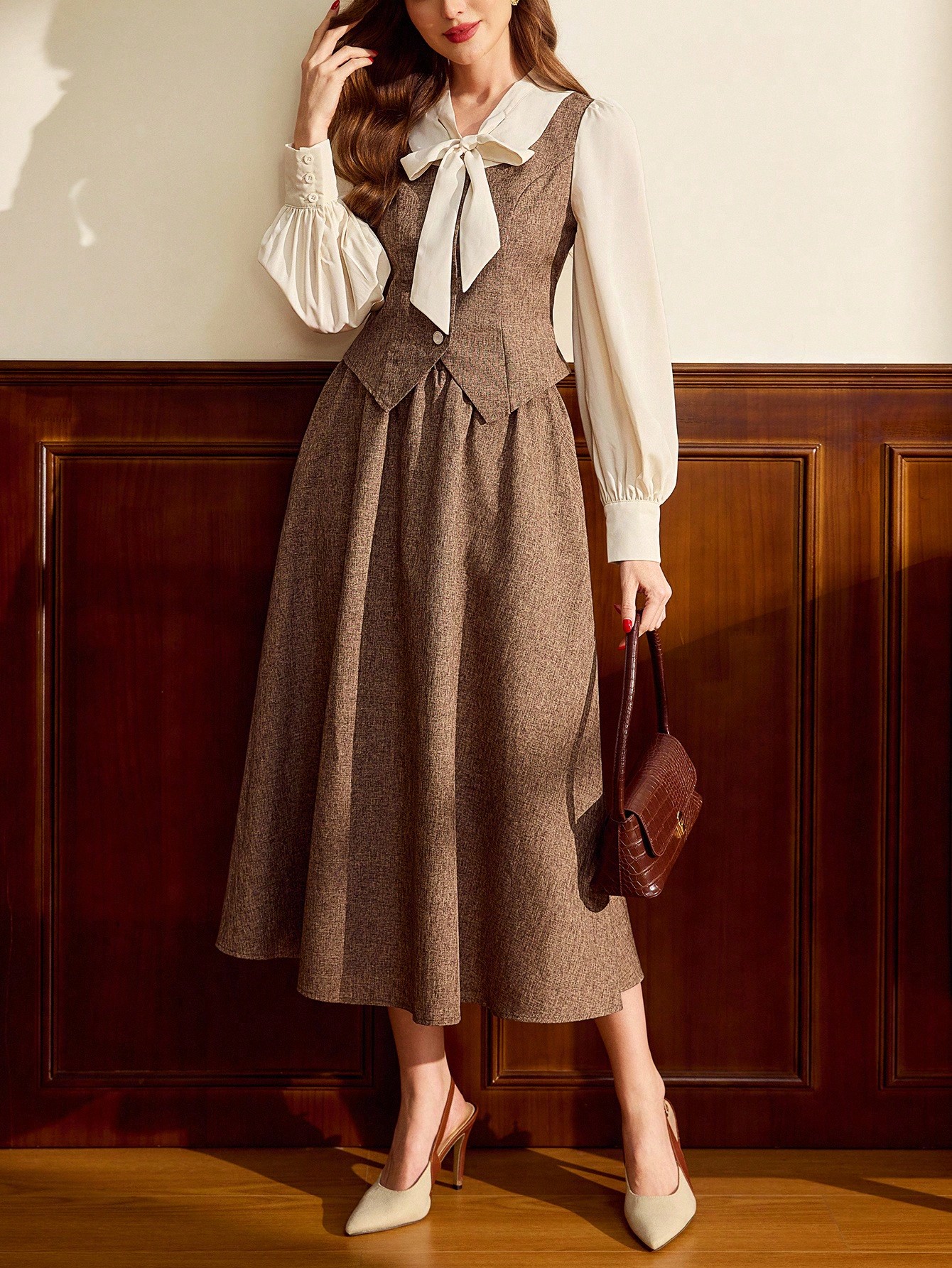 Vintamour طقم كلاسيكي أنيق بطراز الكلية للنساء مكو...