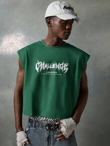 NEON BLANC Loose Men's Letter Graphic Batwing Sleeve T-Shirt, Streetwear - Dark Green - View 4