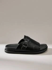 Solecia 2025年夏季男士休闲简约系带凉鞋，时尚沙滩拖鞋 - 黑色 - 查看 1