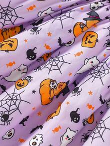 SHEIN Baby Girl Cute Halloween Pattern Long Sleeve Dress, Suitable For Autumn/Winter, Daily Wear Fall - Multicolor - View 7