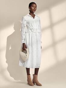 Almamuse Women's Elegant Embroidered Long Sleeve Cardigan And Skirt White 2-Piece Set Fall Cloth For Women - White - View 8