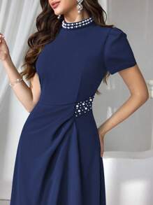 Coutiva Formal Evening Gown Dress For Women (Heavy Embroidered) - Navy Blue - View 4