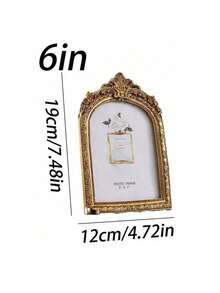 1 pieza Marco de fotos con arco dorado vintage, estilo europeo con forma de ventana para decoración del hogar, regalo de boda