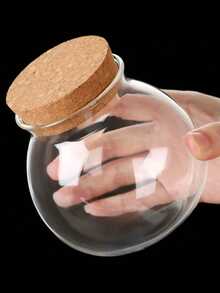 1pc 16.91oz Airtight Glass Storage Jar With Bamboo Lid Multi-Purpose Round Container For Tea, Snacks Etc. - Easy Clean Kitchen Organizer