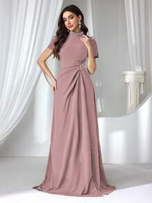 Coutiva Formal Evening Dress For Women (Embellished) - Pink - View 5