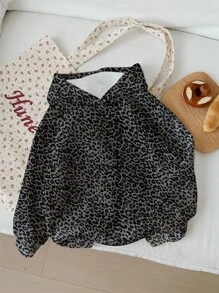 SHEIN CURVE+ 大码复古朋克哥特豹纹卫衣，适合秋冬季、机场、街头、Y2K风格、户外穿着