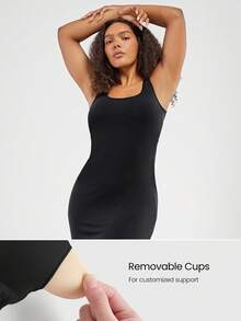 GLOWMODE SoftSerene Modal Ribbed Effortless Side Slit Midi Slip Dress Daily Casual Lounge Summer