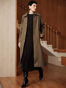 Uhlyne Uhlyne Cappotto oversize vintage dal design minimale e alla moda, adatto per l'autunno - Caffè Marrone - Visualizzare 2