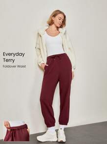 GLOWMODE Pantaloni della tuta con vita arricciata, in tessuto french terry, con tasche, di urban chic - Bordò - Visualizzare 1