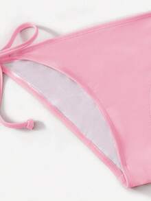 SHEIN Swim Women's Simple Solid Color Knotted Halter Split Bikini Swimsuit, Suitable For Beach Vacation, Summer