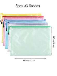 5pcs Office Transparent Storage Hand-Held Zipper Bag Student Information Bag Zipper Pocket For Sorting And Storage - Perfect For Cross-Stitch, Puzzle Games, Travel, School, Board Games And Office Supplies - Letter Size A4,Back To School - Multicolor - View 10